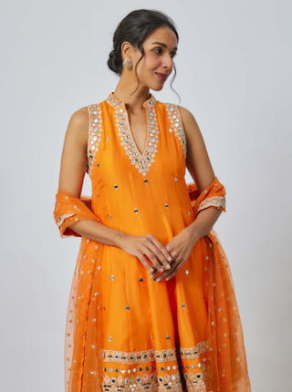 Gitashri orange dhoti set