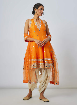 Gitashri Orange Dhoti Set by Gopi Vaid available on Indiaspopup