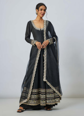 Srivani Black Anarkali Set by Gopi Vaid available on Indiaspopup