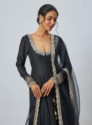 Srivani Black Anarkali Set by Gopi Vaid available on Indiaspopup