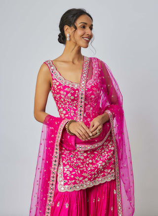 Soneera Pink Sharara Set by Gopi Vaid available on Indiaspopup