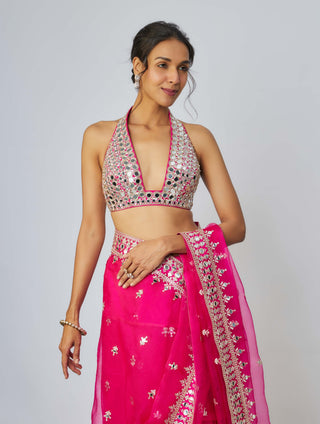 Abhinaya Pink Sari And Blouse by Gopi Vaid available on Indiaspopup