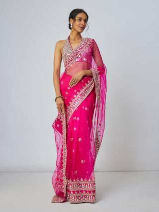 Abhinaya Pink Sari And Blouse by Gopi Vaid available on Indiaspopup