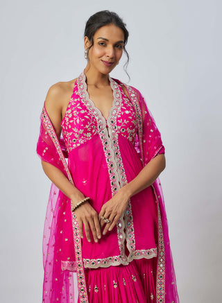 Eila Rani Pink Sharara Set by Gopi Vaid available on Indiaspopup