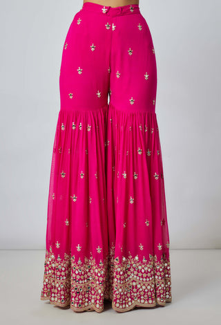 Eila Rani Pink Sharara Set by Gopi Vaid available on Indiaspopup