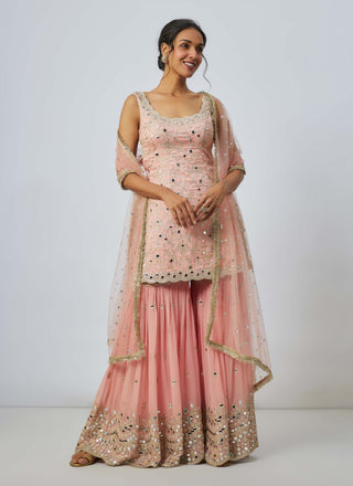 Soneera Pink Sharara Set by Gopi Vaid available on Indiaspopup