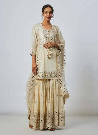 Pariza Ivory Sharara Set by Gopi Vaid available on Indiaspopup