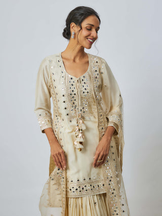 Pariza Ivory Sharara Set by Gopi Vaid available on Indiaspopup