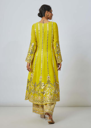 Cheshtha yellow anarkali set