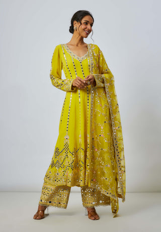 Cheshtha Yellow Anarkali Set by Gopi Vaid available on Indiaspopup