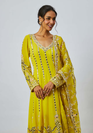 Cheshtha yellow anarkali set