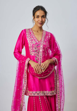 Ekantika Rani Pink Sharara Set by Gopi Vaid available on Indiaspopup