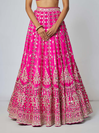 Sharvani Rani Pink Lehenga Set by Gopi Vaid available on Indiaspopup