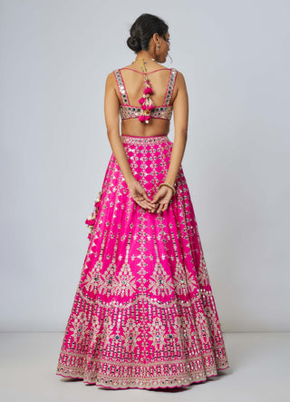 Sharvani Rani Pink Lehenga Set by Gopi Vaid available on Indiaspopup