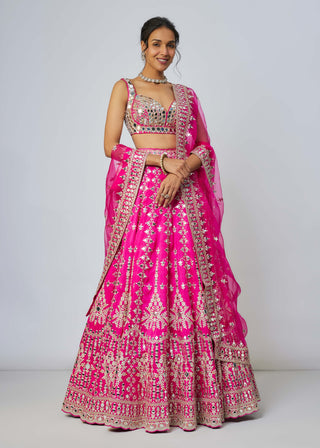 Sharvani Rani Pink Lehenga Set by Gopi Vaid available on Indiaspopup