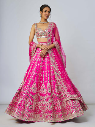 Sharvani Rani Pink Lehenga Set by Gopi Vaid available on Indiaspopup