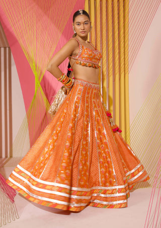 Gopi Vaid-Orange Tilla Lehenga Set-INDIASPOPUP.COM