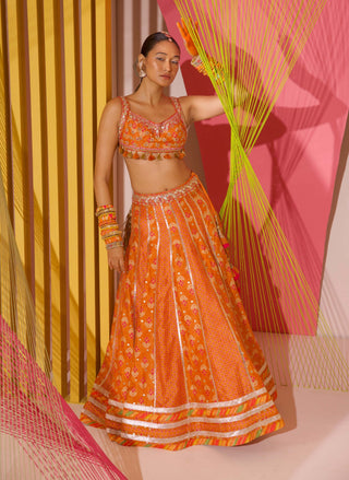 Gopi Vaid-Orange Tilla Lehenga Set-INDIASPOPUP.COM