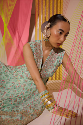 Gopi Vaid-Mint Green Nusrat Dhoti And Kurta-INDIASPOPUP.COM