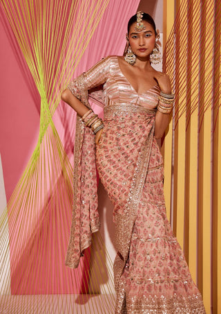 Gopi Vaid-Nusrat Pink Sari And Blouse-INDIASPOPUP.COM