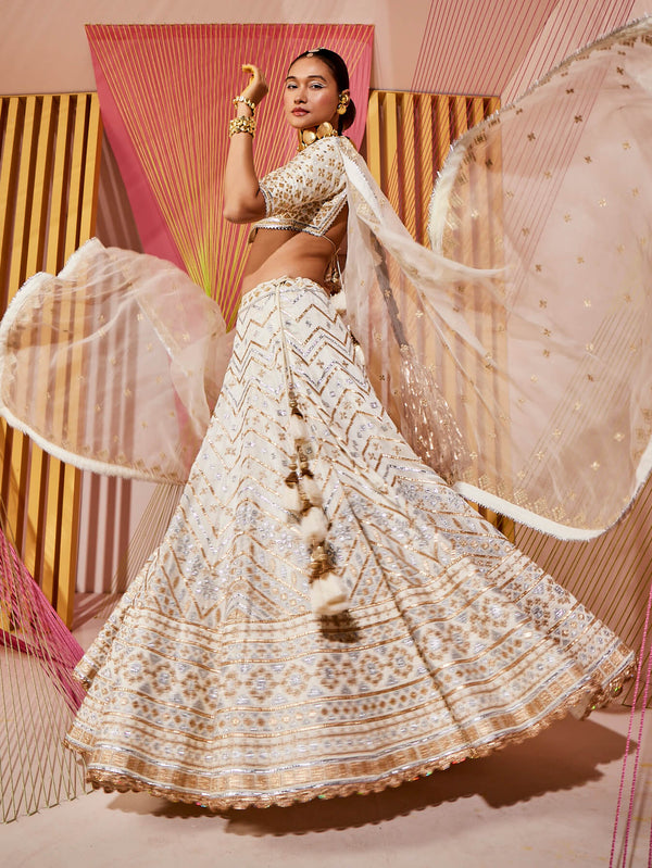 Pre Order: Sunlit Ivory Lehenga Set