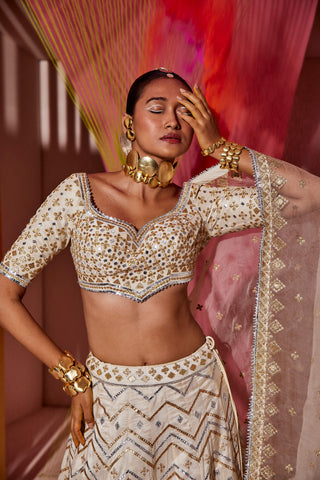 Gopi Vaid-Sadira Ivory Lehenga Set-INDIASPOPUP.COM