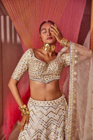 Gopi Vaid-Sadira Ivory Lehenga Set-INDIASPOPUP.COM