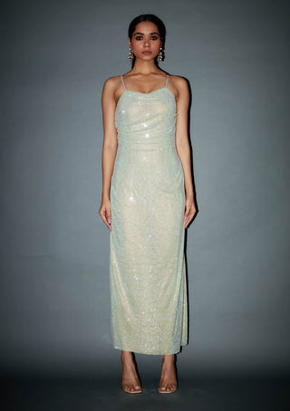 Itrh-Mint Green Crystal Embellished Gown-INDIASPOPUP.COM