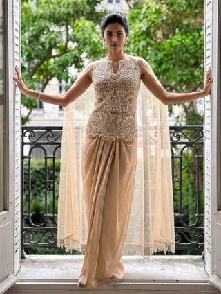 Elara gold top and dhoti set
