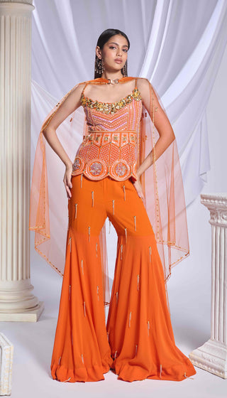 Girl Crush Orange Sharara Set by Papa Don'T Preach By Shubhika, available on Indiaspopup.com