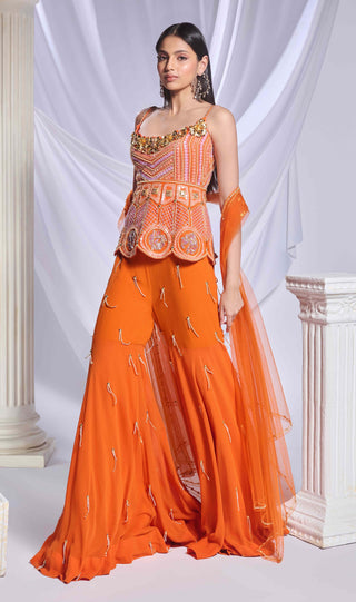 Girl Crush Orange Sharara Set by Papa Don'T Preach By Shubhika, available on Indiaspopup.com