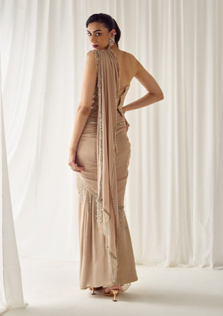 Beige tube corset with sari