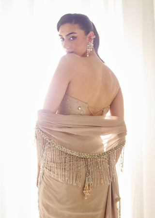 Beige tube corset with sari