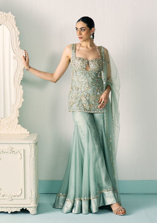 Aqua-green kurta sharara set