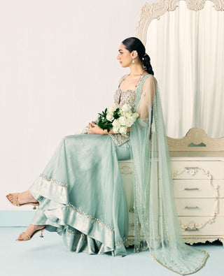 Aqua-green kurta sharara set
