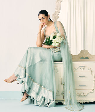 Aqua-green kurta sharara set