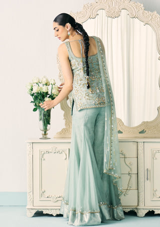 Aqua-green kurta sharara set