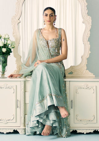 Aqua-green kurta sharara set