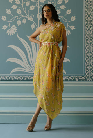 Zoya Mustard Dress by Gopi Vaid, available on Indiaspopup.com