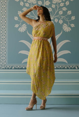 Zoya Mustard Dress by Gopi Vaid, available on Indiaspopup.com