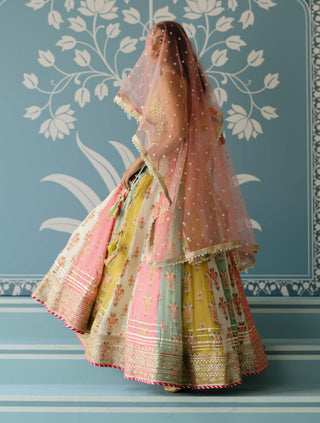 Sayali Multicolor Lehenga Set by Gopi Vaid, available on Indiaspopup.com