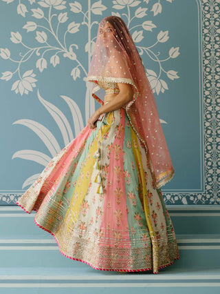 Sayali Multicolor Lehenga Set by Gopi Vaid, available on Indiaspopup.com