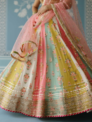 Sayali Multicolor Lehenga Set by Gopi Vaid, available on Indiaspopup.com