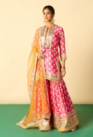 Rani pink embroidered sharara set