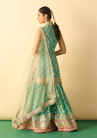 Aqua gota patti tiered sharara set