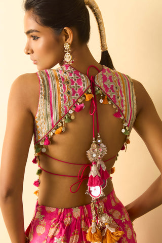 Rani pink embroidered corset pant set