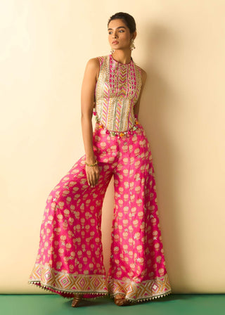 Rani pink embroidered corset pant set