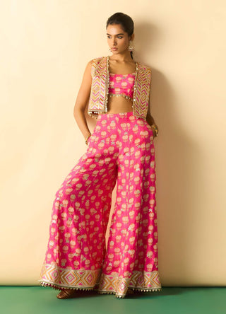 Pink foil print palazzo set