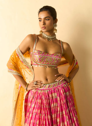 Rani pink ivory micro-dot lehenga set