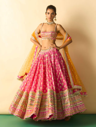 Rani pink ivory micro-dot lehenga set